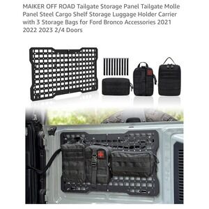 MAIKER OFF ROAD Tailgate Molle Storage Panel Black Ford Bronco 21-23 2/4 Door